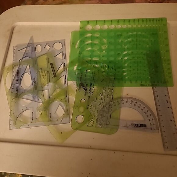 Protractor, Rulur and Geometrical  Template Bundle - Picture 1 of 8